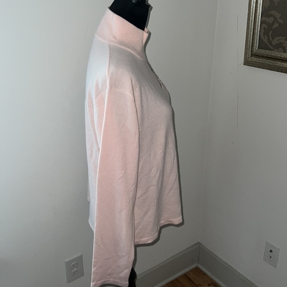 Evan Picone pink beaded embellished turtleneck long sleeves sweater Sz L - Picture 5 of 9